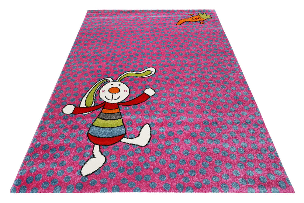 Rainbow Rabbit Teppich pink Kurzflor rechteckig