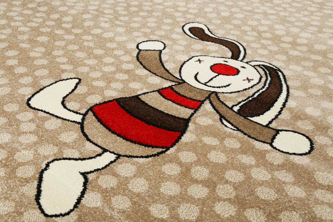 Rainbow Rabbit Teppich beige Kurzflor rechteckig