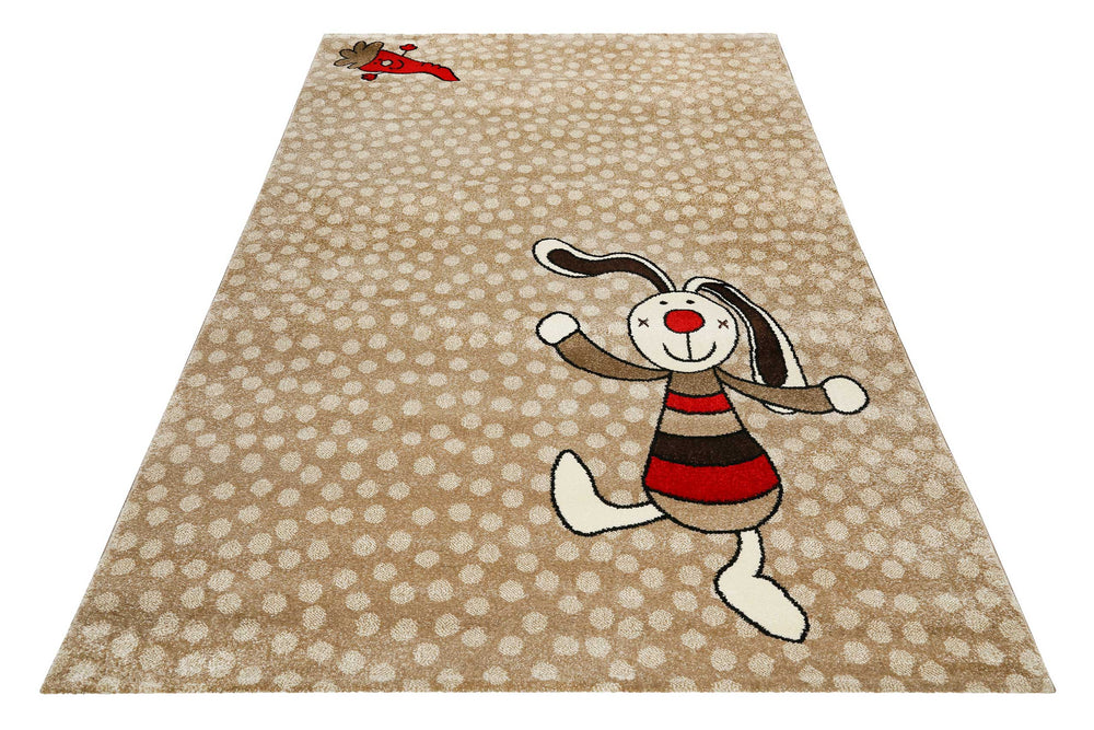 Rainbow Rabbit Teppich beige Kurzflor rechteckig