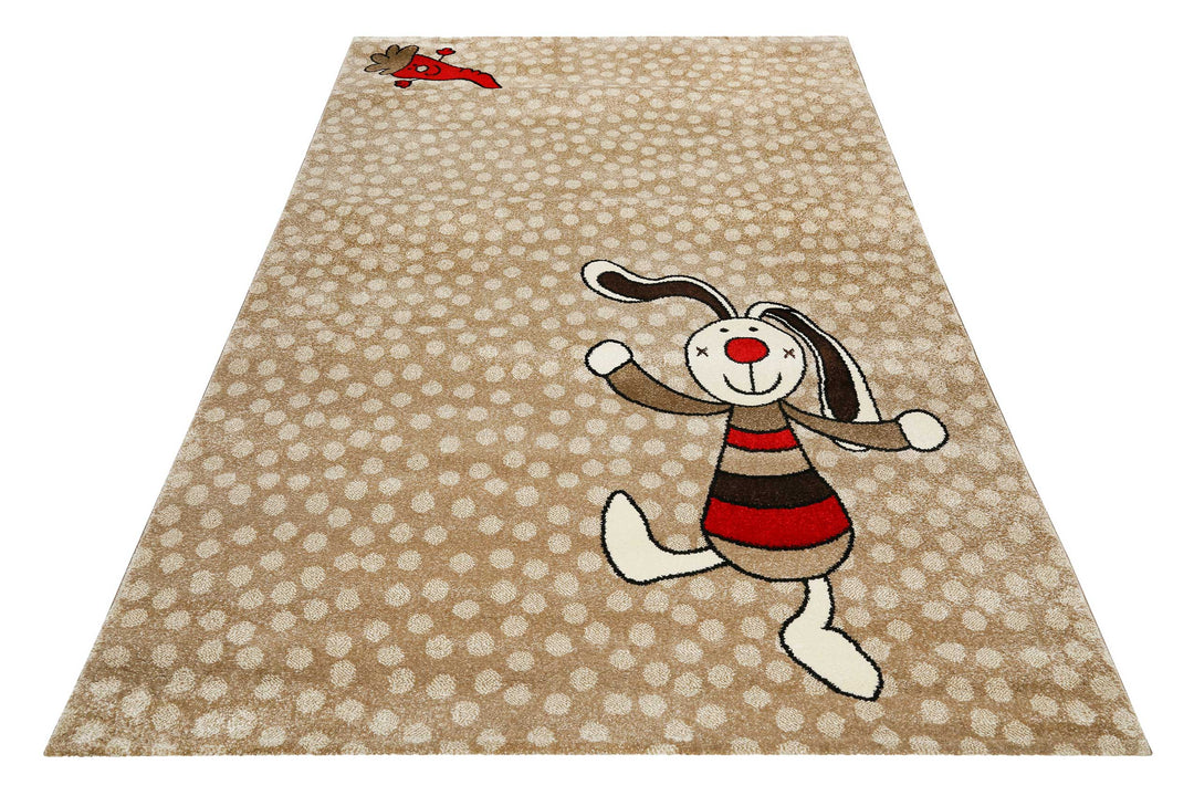 Rainbow Rabbit Teppich beige Kurzflor rechteckig