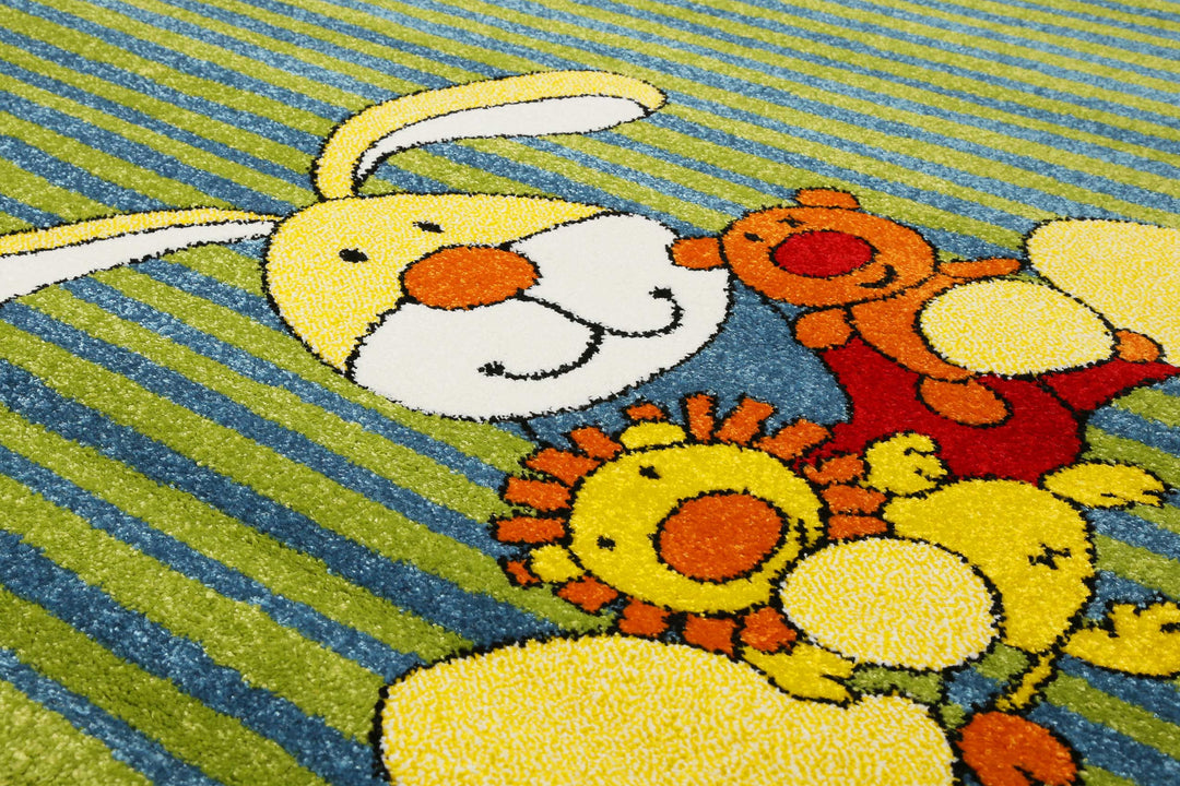 Semmel Bunny Teppich grün Kurzflor rechteckig