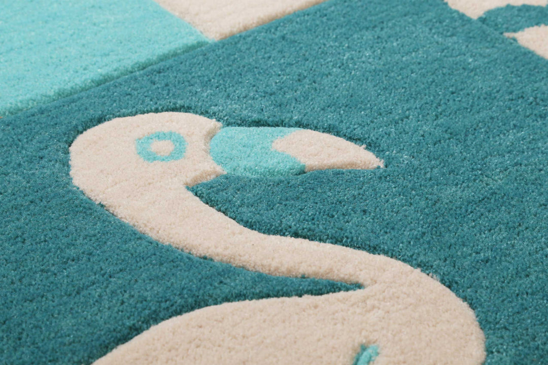 Fruity Flamingo Teppich petrol Kurzflor rechteckig