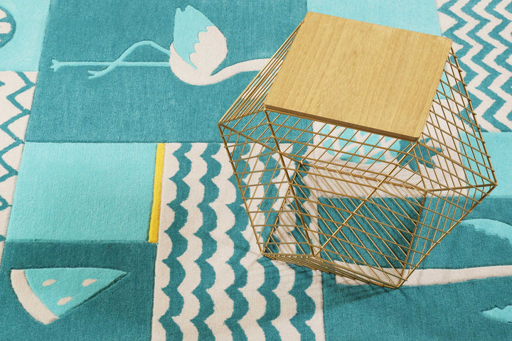 Fruity Flamingo Teppich petrol Kurzflor rechteckig