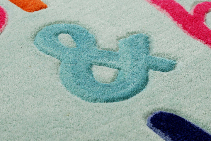 Happy me! Teppich hellblau Kurzflor rechteckig