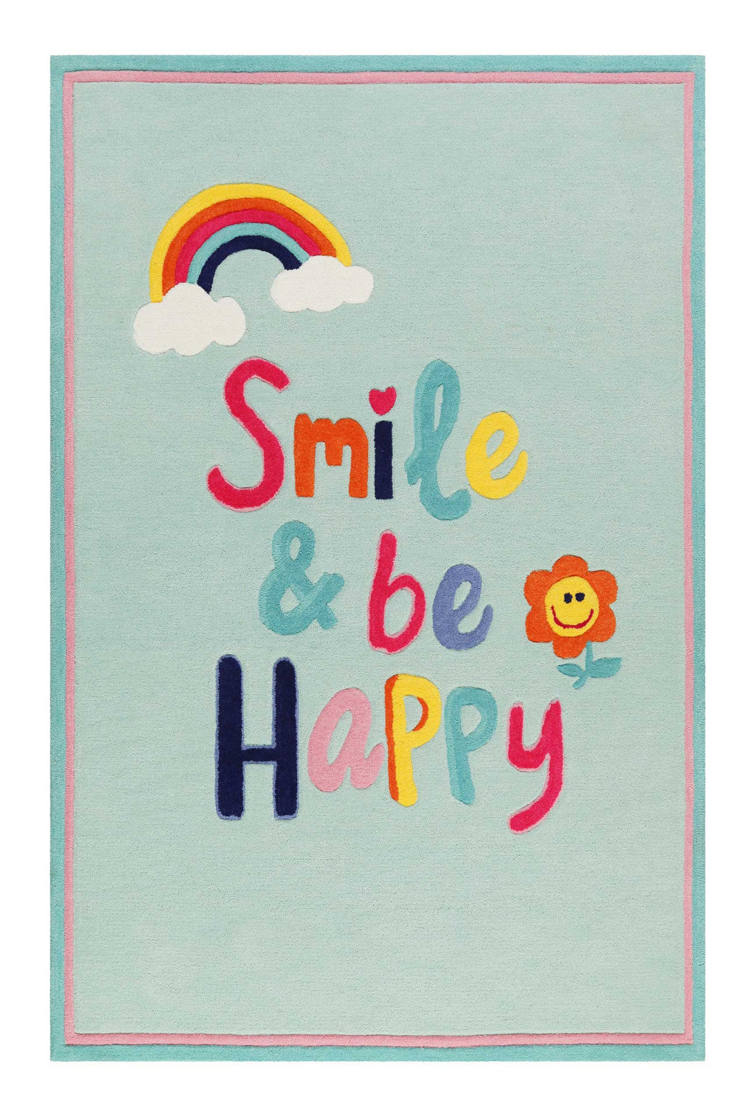 Happy me! Teppich hellblau Kurzflor rechteckig
