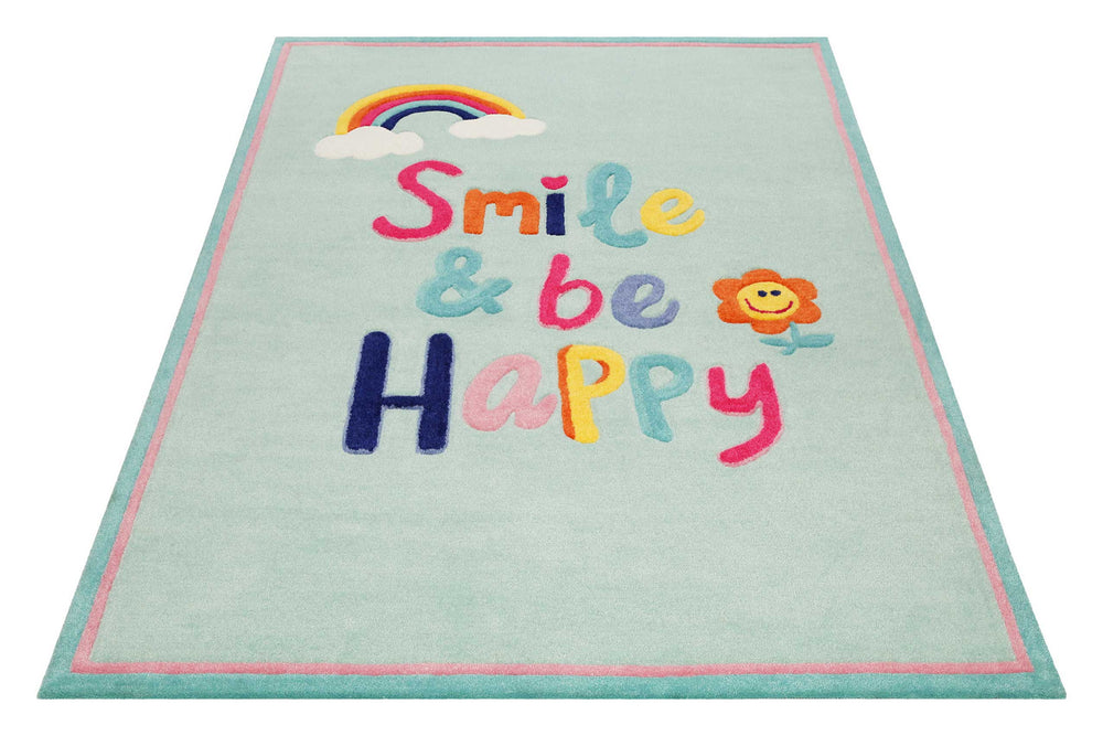 Happy me! Teppich hellblau Kurzflor rechteckig