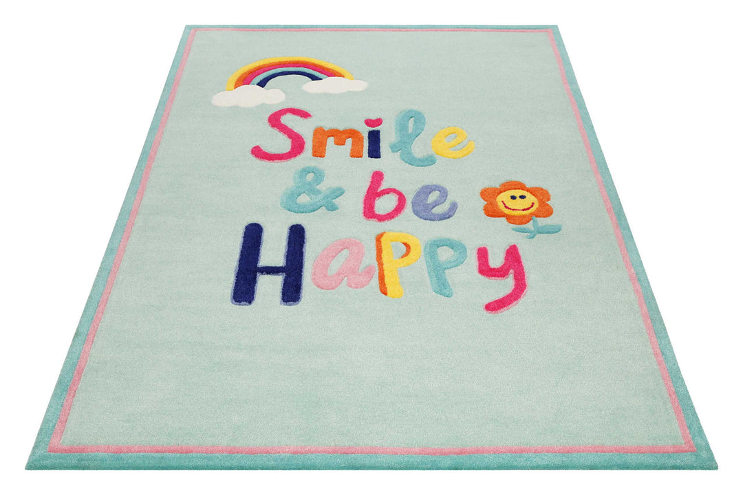 Happy me! Teppich hellblau Kurzflor rechteckig