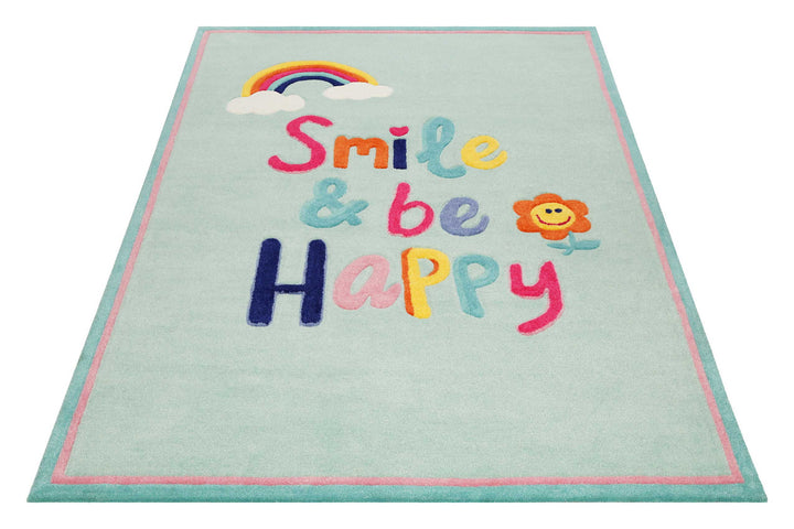 Happy me! Teppich hellblau Kurzflor rechteckig