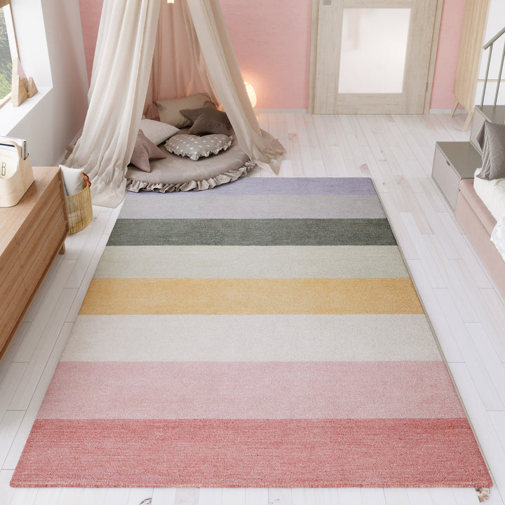 Lio Teppich pastell bunt Kurzflor rechteckig