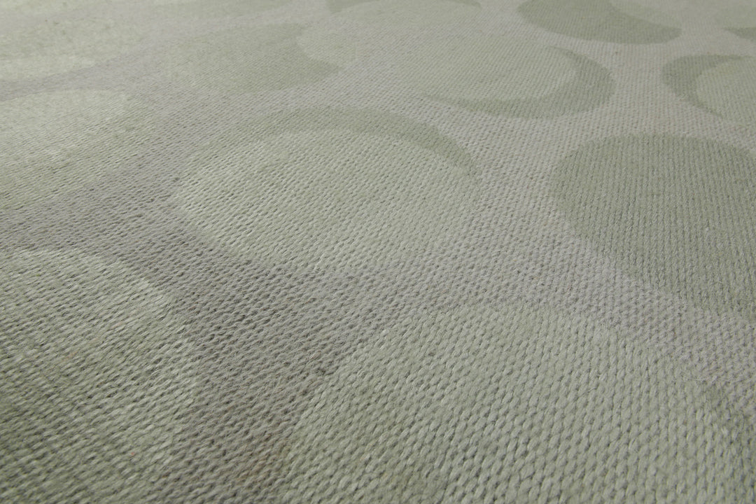 160x230 Teppich Wohnzimmer Stille Kreise in Salbei – Jacquard-Wollteppich Ton-in-Ton