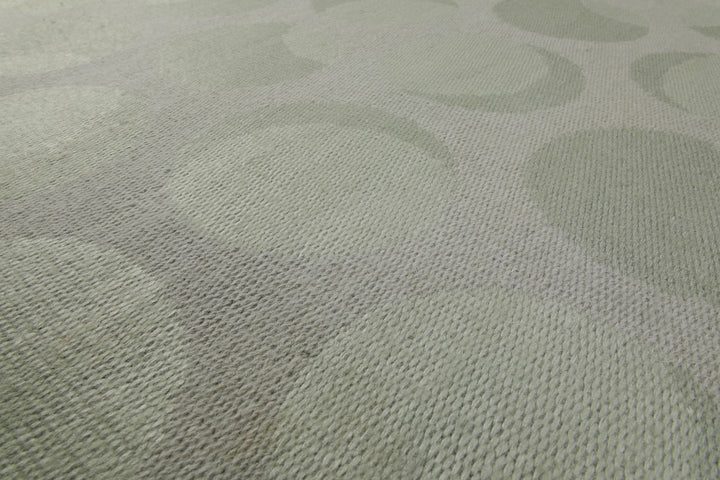 160x230 Teppich Wohnzimmer Stille Kreise in Salbei – Jacquard-Wollteppich Ton-in-Ton