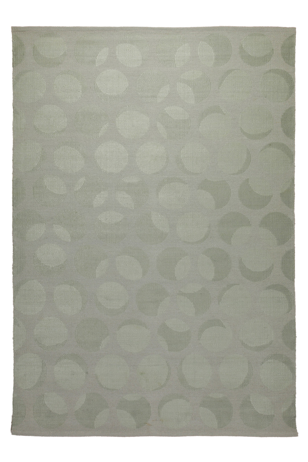 160x230 Teppich Wohnzimmer Stille Kreise in Salbei – Jacquard-Wollteppich Ton-in-Ton