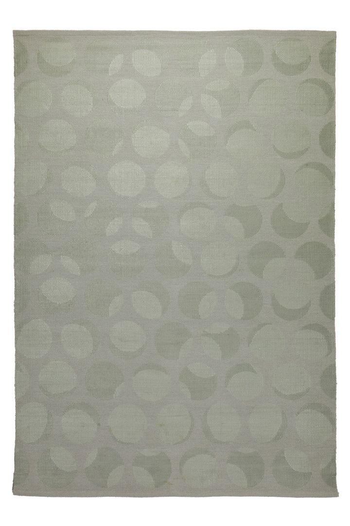160x230 Teppich Wohnzimmer Stille Kreise in Salbei – Jacquard-Wollteppich Ton-in-Ton