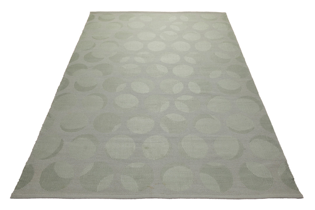 160x230 Teppich Wohnzimmer Stille Kreise in Salbei – Jacquard-Wollteppich Ton-in-Ton