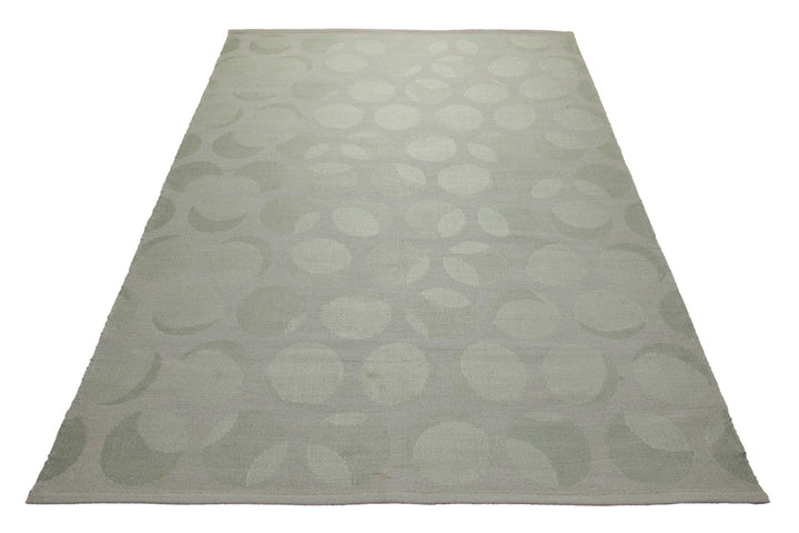 160x230 Teppich Wohnzimmer Stille Kreise in Salbei – Jacquard-Wollteppich Ton-in-Ton