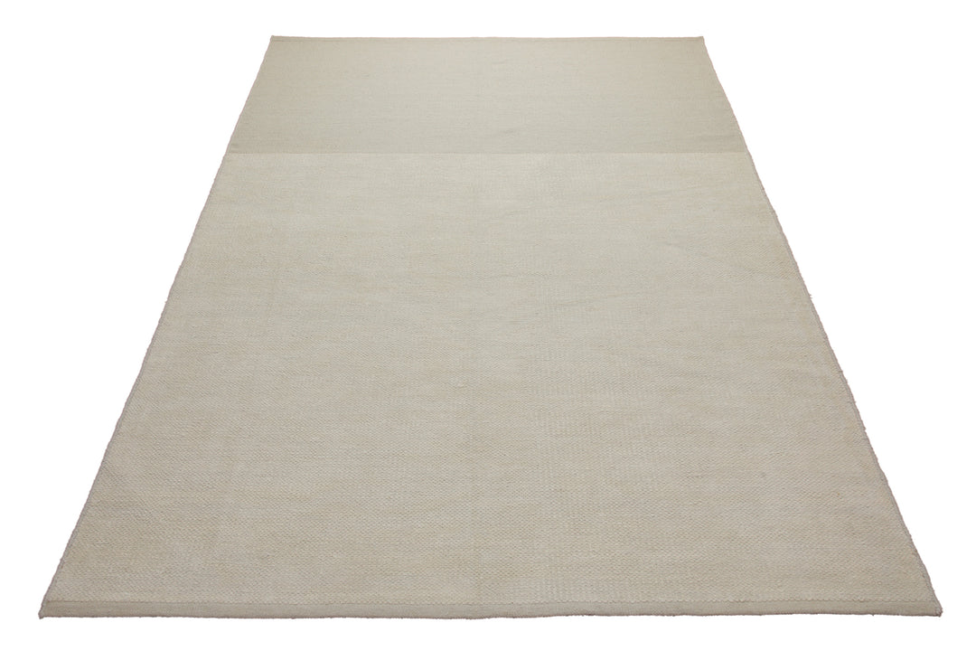 160x230 Teppich Wohnzimmer Weiches Naturweiß – Schlichter Wollteppich mit gewalkter Oberfläche