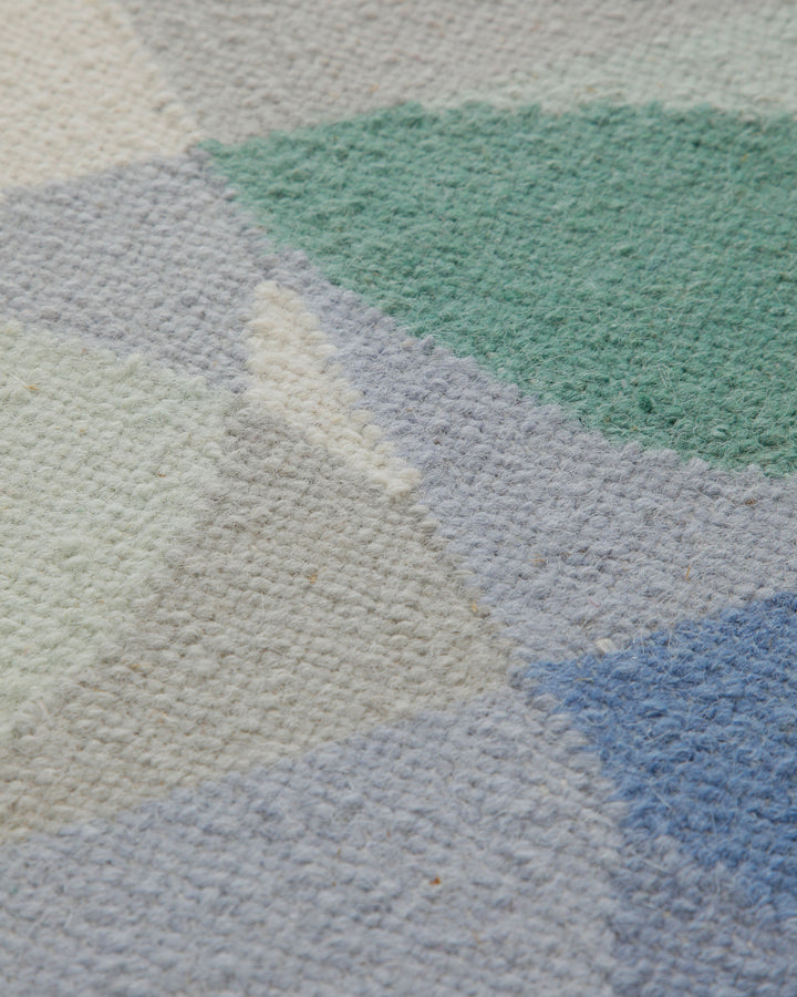 Handwebteppich Wolle Kreisraster pastell 160x230 cm – Nahaufnahme von Struktur und Textur