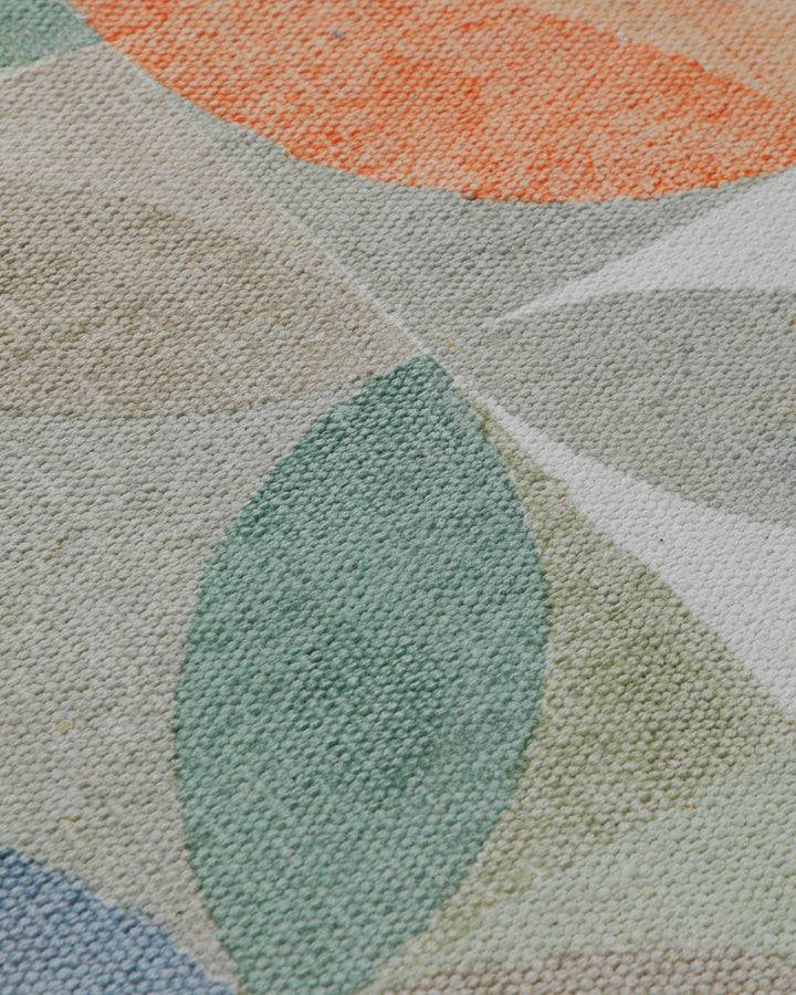 Spring Jacquard Print Teppich Baumwolle Kreisraster bunt 160x230 cm – Detailansicht des Flors
