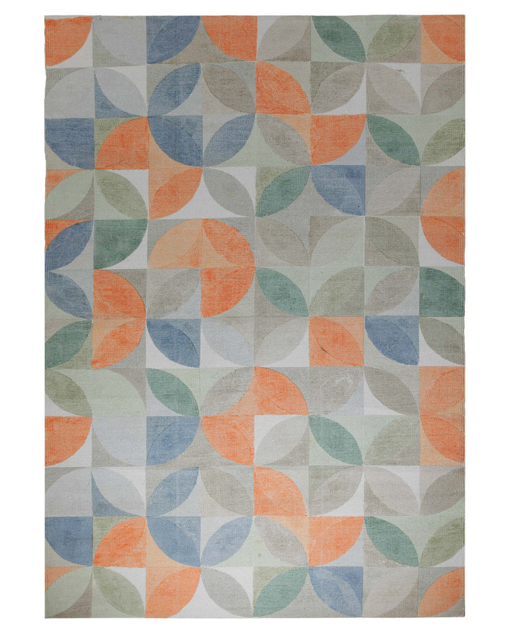Spring Jacquard Print Teppich Baumwolle Kreisraster bunt 160x230 cm – Produktfoto auf weißem Hintergrund