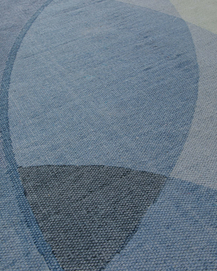 Spring Jacquard Teppich Baumwolle Kreise blau mint 160x230 cm – Nahaufnahme von Struktur und Textur