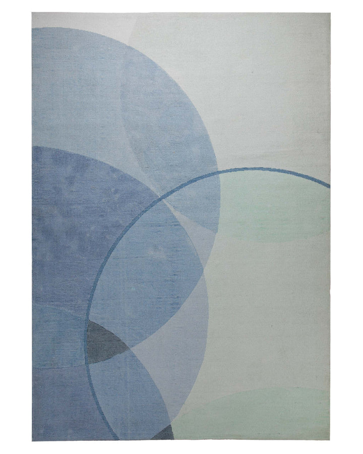 Spring Jacquard Teppich Baumwolle Kreise blau mint 160x230 cm – Gesamtansicht freigestellt