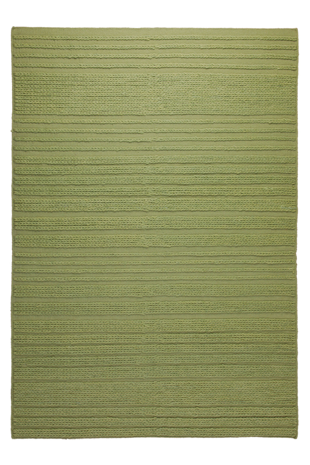 160x230 Teppich Wohnzimmer Strickoptik in Frischgrün – Handwebteppich mit Cosy-Faktor