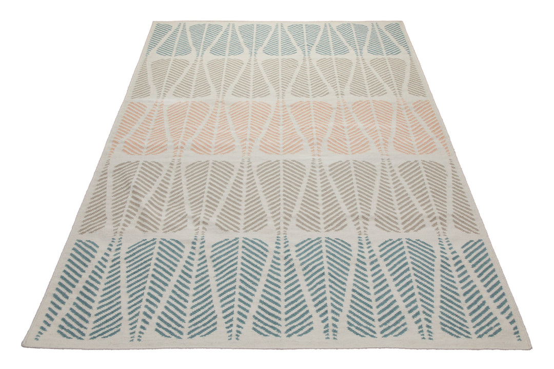 160x230 Teppich Wohnzimmer Federleichte Streifen – Skandi-Handwebteppich in Pastell