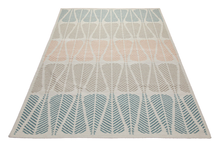 160x230 Teppich Wohnzimmer Federleichte Streifen – Skandi-Handwebteppich in Pastell