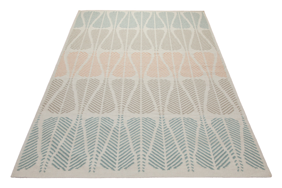 160x230 Teppich Wohnzimmer Federleichte Streifen – Skandi-Handwebteppich in Pastell