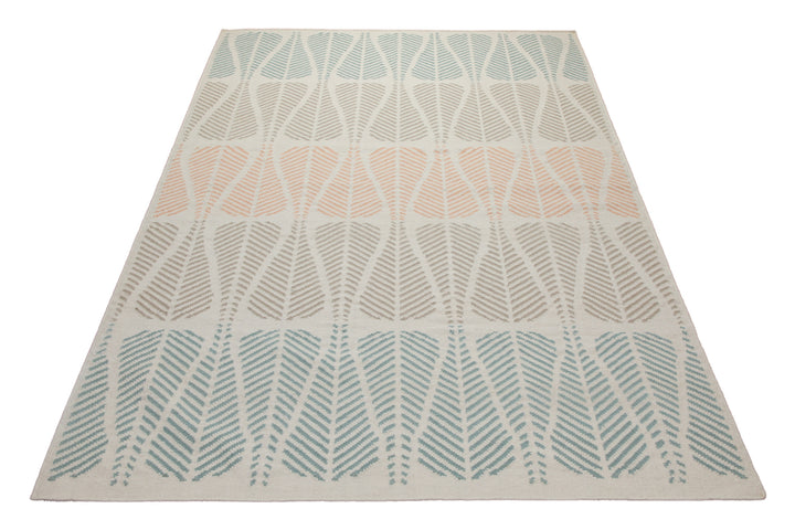 160x230 Teppich Wohnzimmer Federleichte Streifen – Skandi-Handwebteppich in Pastell