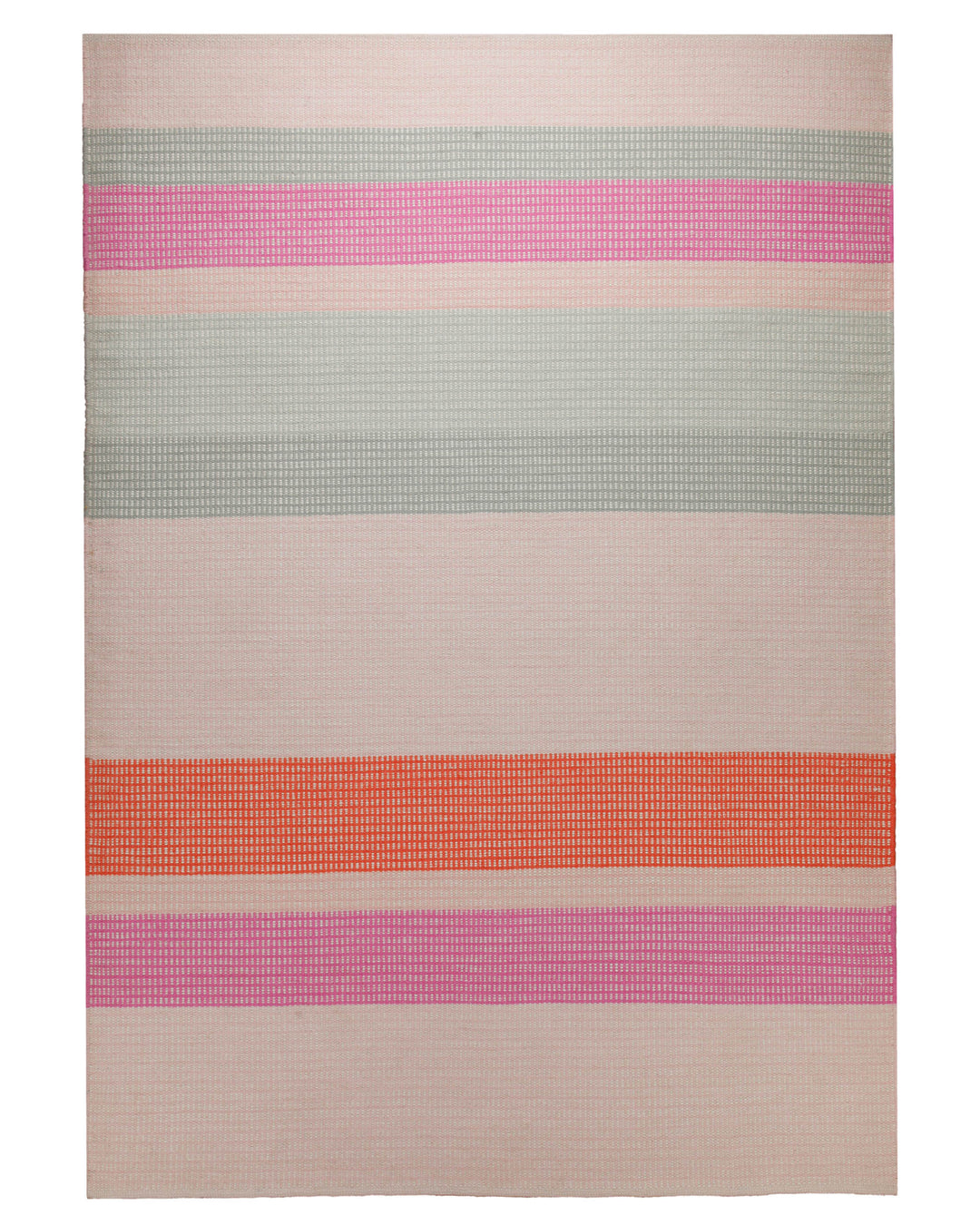 Handwebteppich Wolle Streifen rosé grau orange 160x230 cm – Freigestellte Ansicht von oben