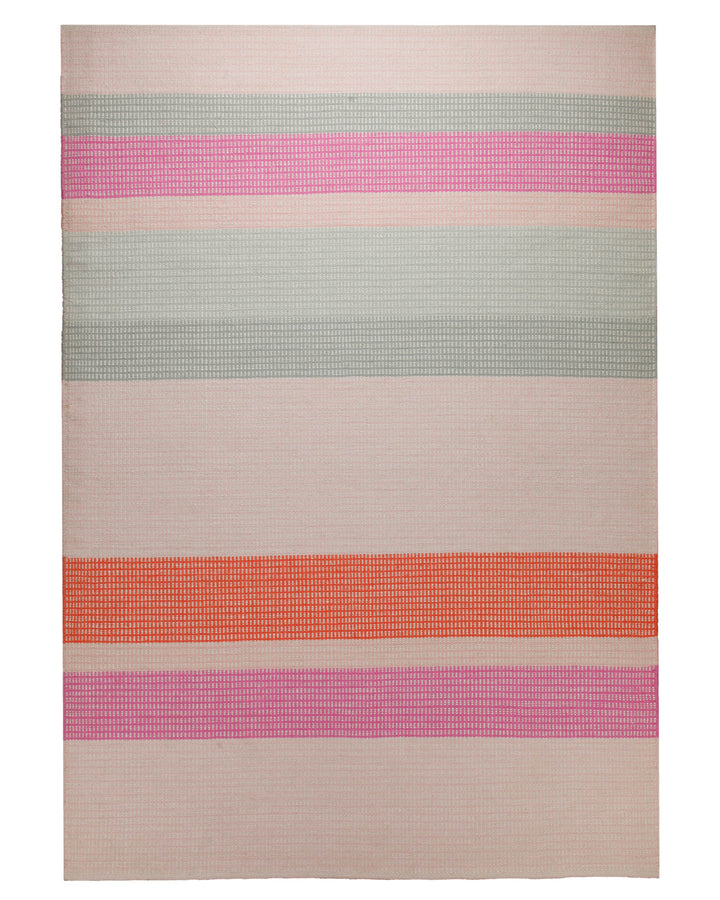 Handwebteppich Wolle Streifen rosé grau orange 160x230 cm – Freigestellte Ansicht von oben
