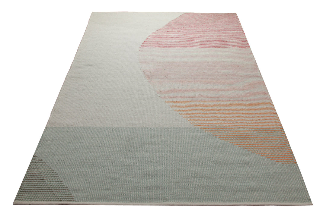 160x230 Teppich Wohnzimmer Sanfte Geometrie – Skandi-Handwebteppich mit Pastellakzent