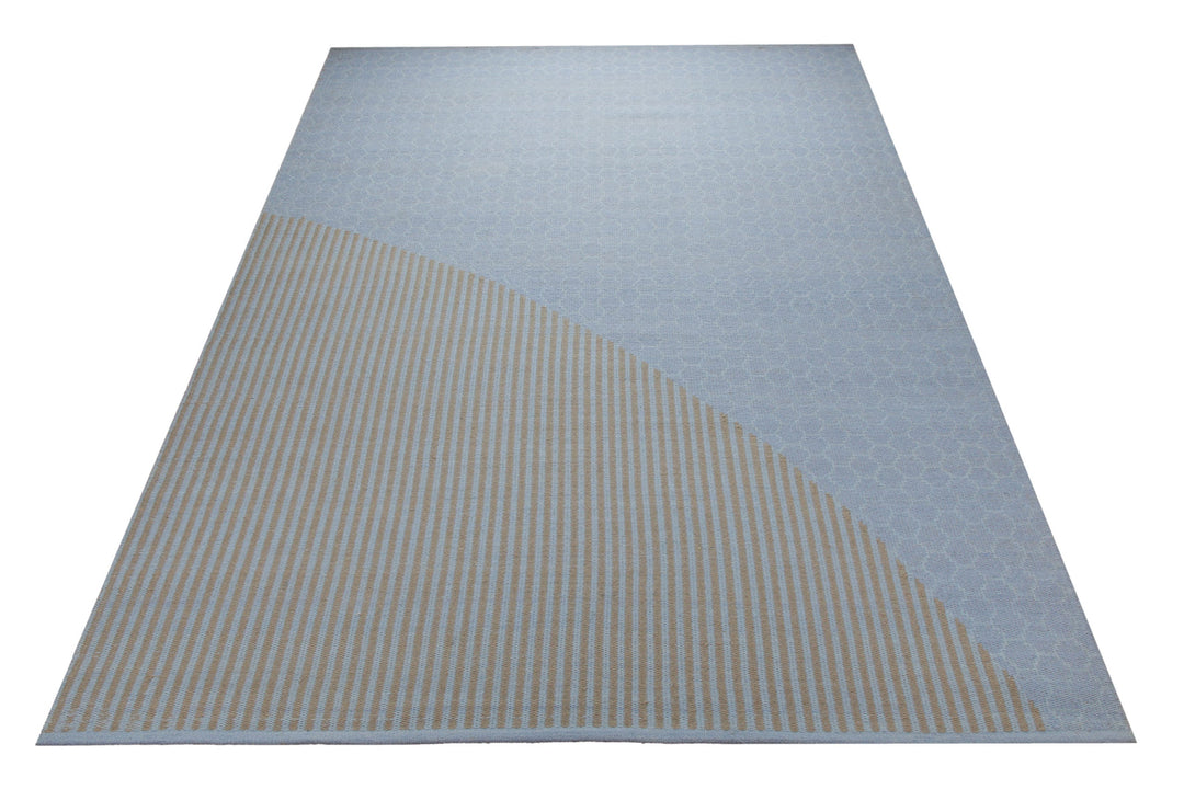 Summer Jacquard Print Teppich Baumwolle Nadelstreifen hellblau 160x230 cm – Lifestyle-Aufnahme im Interieur