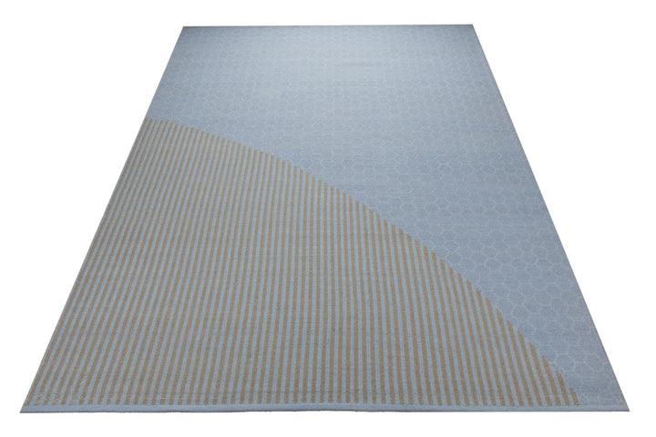 Summer Jacquard Print Teppich Baumwolle Nadelstreifen hellblau 160x230 cm – Lifestyle-Aufnahme im Interieur