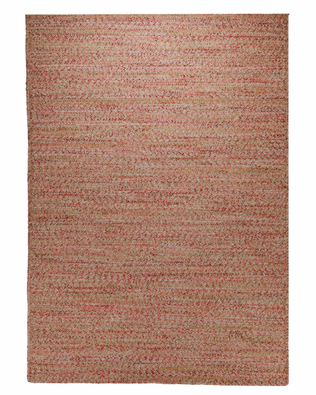 Summer Handwebteppich Wolle meliert rosé natur 160x230 cm – Komplettansicht des Teppichs freigestellt