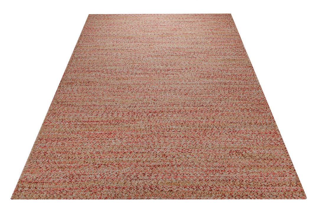 Summer Handwebteppich Wolle meliert rosé natur 160x230 cm – im Wohnambiente arrangiert