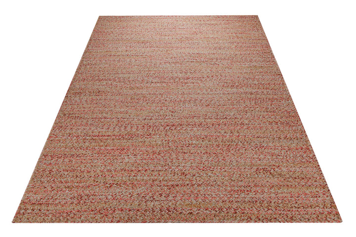 Summer Handwebteppich Wolle meliert rosé natur 160x230 cm – im Wohnambiente arrangiert