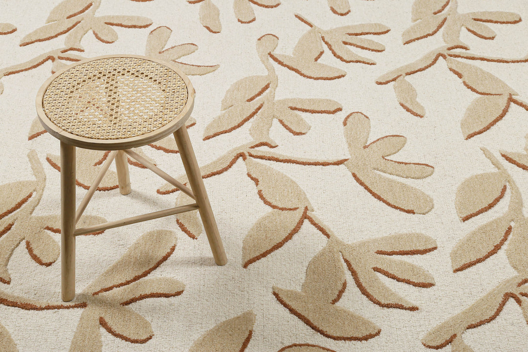 Kurzflor Teppich aus Schurwolle Beige Multi "Summers Peak" WECONhome