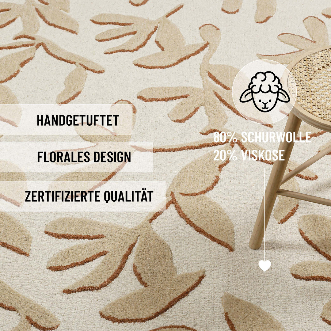 Kurzflor Teppich aus Schurwolle Beige Multi "Summers Peak" WECONhome
