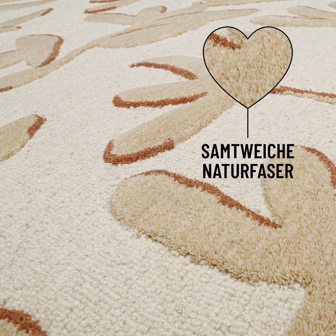 Kurzflor Teppich aus Schurwolle Beige Multi "Summers Peak" WECONhome