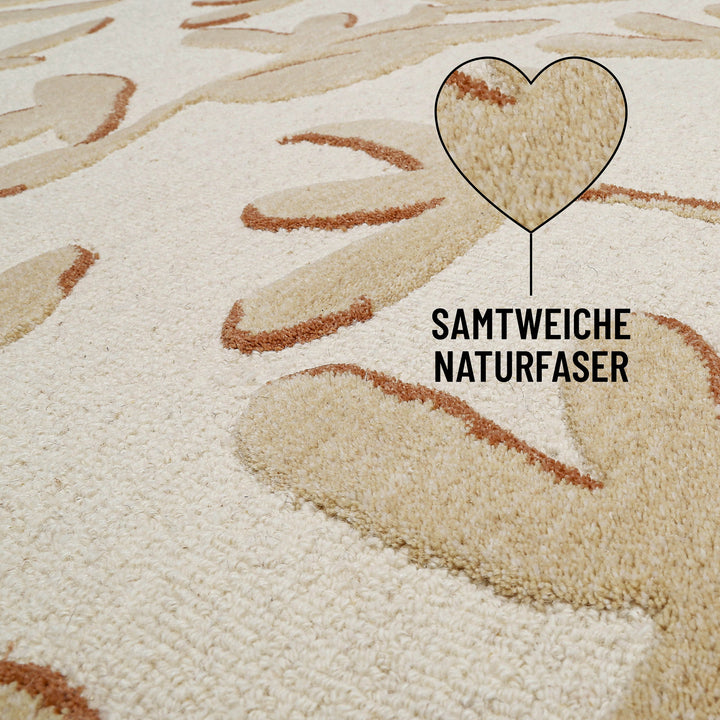 Kurzflor Teppich aus Schurwolle Beige Multi "Summers Peak" WECONhome