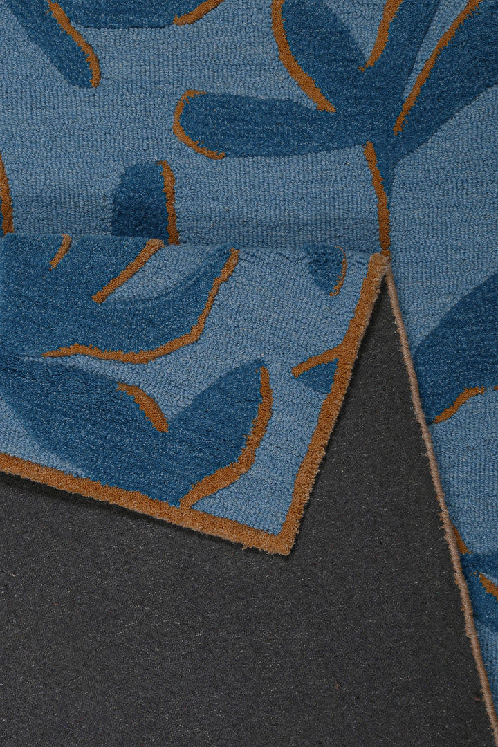 Kurzflor Teppich aus Schurwolle Blau Multi "Summers Peak" WECONhome