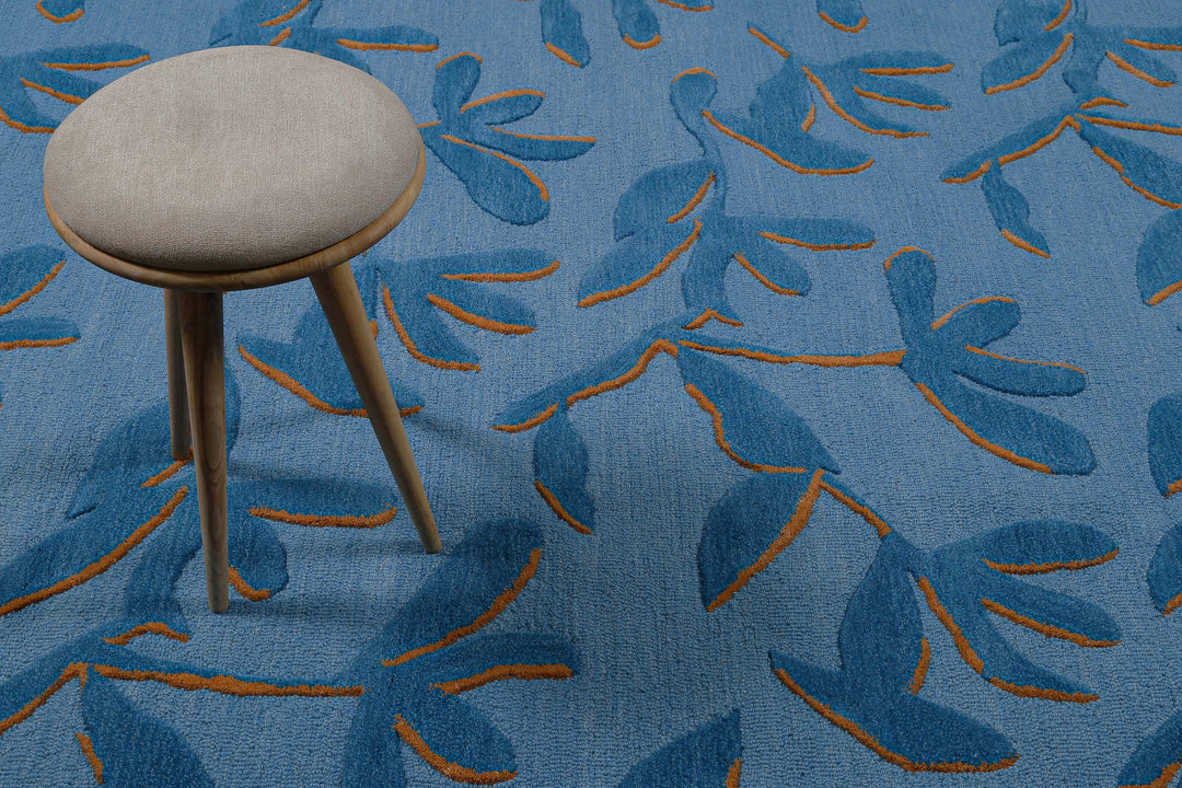 Kurzflor Teppich aus Schurwolle Blau Multi "Summers Peak" WECONhome