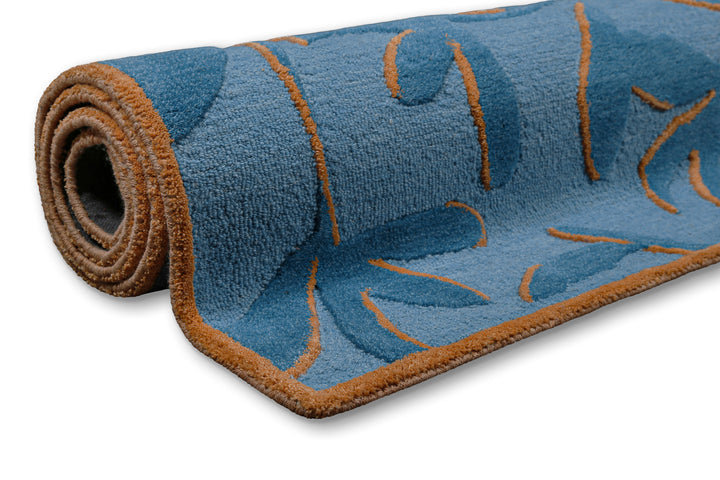 Kurzflor Teppich aus Schurwolle Blau Multi "Summers Peak" WECONhome