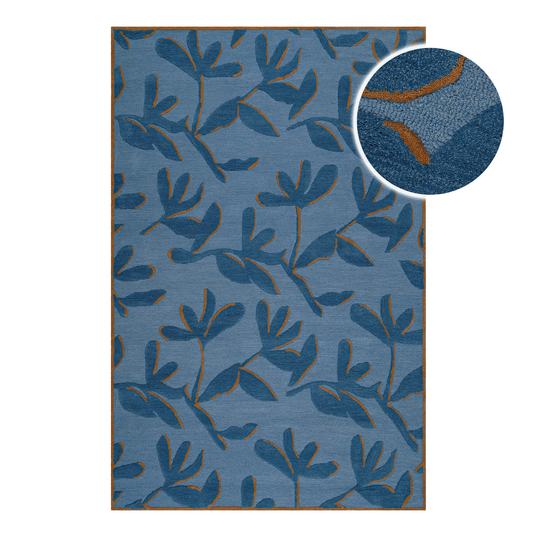 Kurzflor Teppich aus Schurwolle Blau Multi "Summers Peak" WECONhome