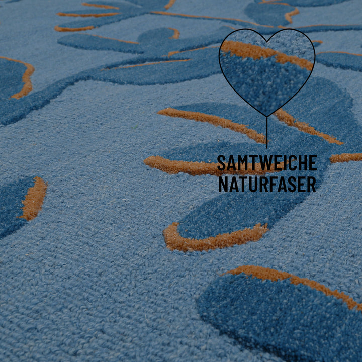 Kurzflor Teppich aus Schurwolle Blau Multi "Summers Peak" WECONhome