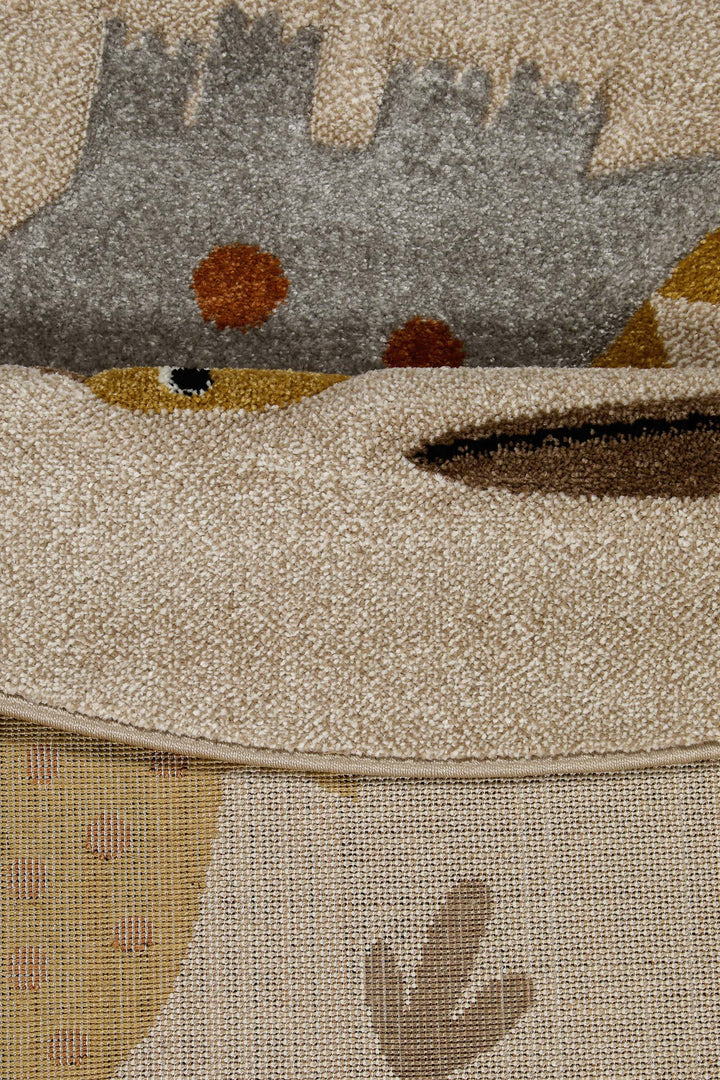 T-Rex & Friends Teppich sand beige meliert Kurzflor rund