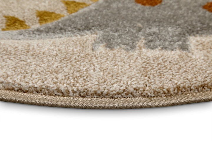 T-Rex & Friends Teppich sand beige meliert Kurzflor rund