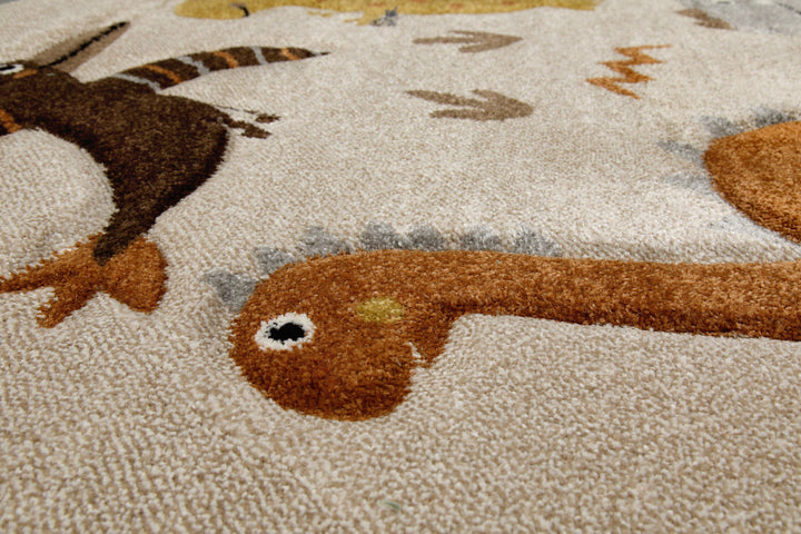 T-Rex & Friends Teppich sand beige meliert Kurzflor rund